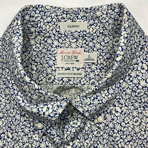 J. Crew Blue and White Casual Button Down Shirt Floral Pattern